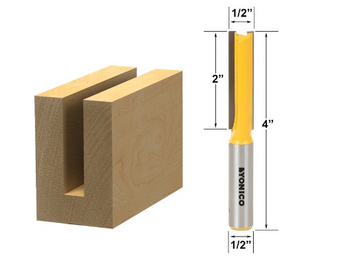 Product Cover Yonico 14150 1/2-Inch Diameter X 2-Inch Height Straight Router Bit 1/2-Inch Shank