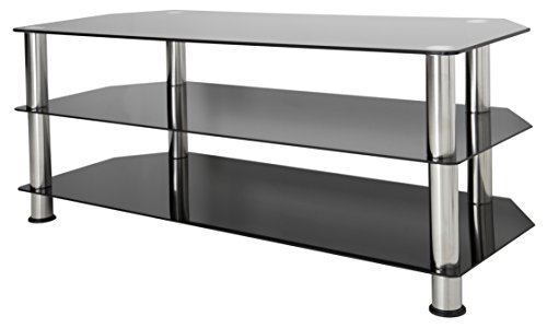 Product Cover AVF SDC1140-A TV Stand for Up to 55-Inch TVs, Black Glass, Chrome Legs