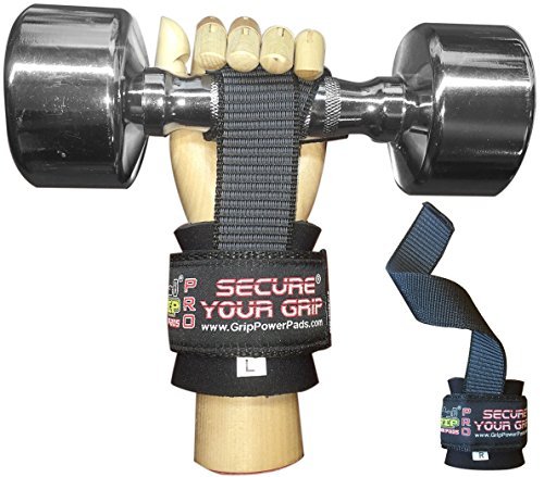 Product Cover Best Heavy Duty Lifting Straps Neoprene Padded 1 Pair Wrist Wraps & Rubbery Grip Support