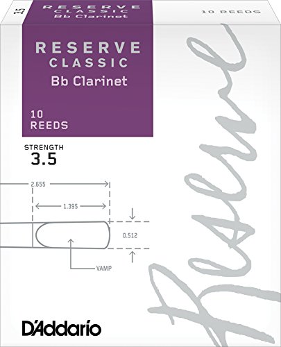 Product Cover D'Addario Reserve Classic B♭ Clarinet Reeds, Strength 3.5 (10-Pack) - Thick Blank Reed Offers a Rich, Warm Tone, Exceptional Performance and Consistency - Ideal for Advanced Students or Professionals