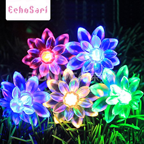 Product Cover echosari LED String Lights 4M/13feet 40 LED Lotus Flower for Chrismas, Party, Wedding, Indoor, Garden Décor (Multi-Color)
