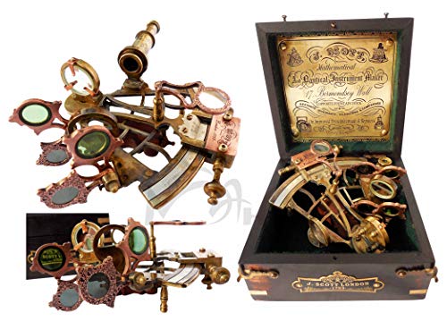 Product Cover Maritime Museum Store J. Scott London Brass Ship Sextant with Hardwood Box