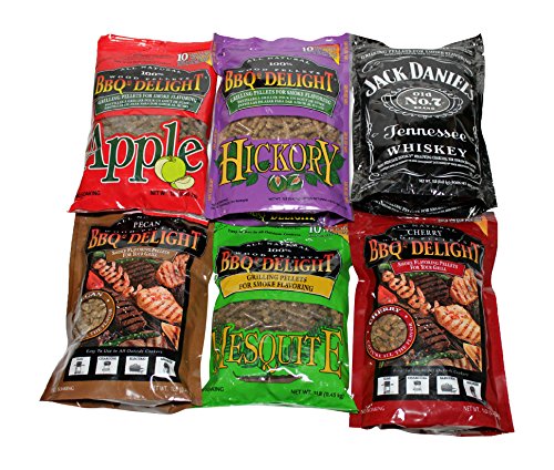 Product Cover BBQrs Delight Wood Smoking Pellets - Super Smoker Variety Value Pack - 1 Lb. Bag - Apple, Hickory, Mesquite, Cherry, Pecan and Jack Daniel's