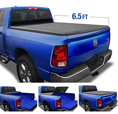 Product Cover Tyger Auto Black Top T3 Soft Tri-Fold Truck Tonneau Cover for 2002-2018 Dodge Ram 1500 2019-2020 Classic 2003-2019 2500 & 3500 Fleetside 6.4' Bed Without RamBox TG-BC3D1011