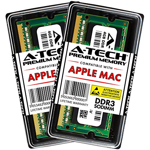 Product Cover A-Tech 8GB Kit (2X 4GB) PC3-10600 DDR3 1333MHz SODIMM Memory Ram Upgrade for Apple MacBook Pro Early/Late 2011 13/15/17 inch, iMac Mid 2010 Mid/Late 2011 21.5/27 inch, Mac Mini Mid 2011 Core i5/i7