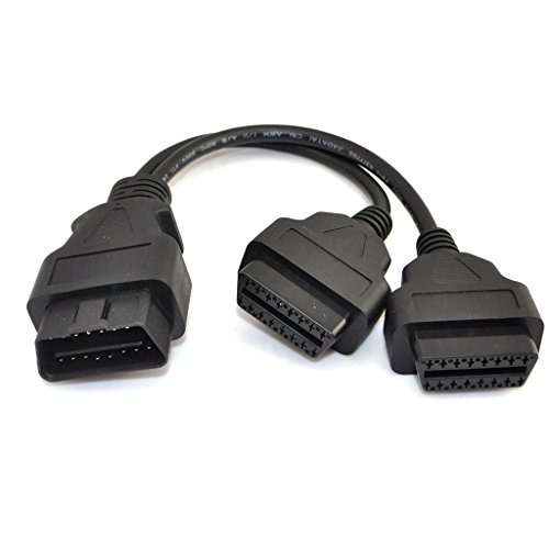 Product Cover iKKEGOL 30cm/12 OBD2 OBD II Splitter Extension Y J1962 16 Pin Cable Male to Dual Female Cord Adapter