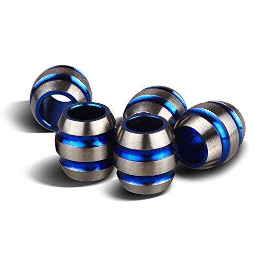 Product Cover TI-EDC 5PCS Titanium 11mm Knife/Zipper Pull Jewelry Paracord/Lanyard Beads (Blue)