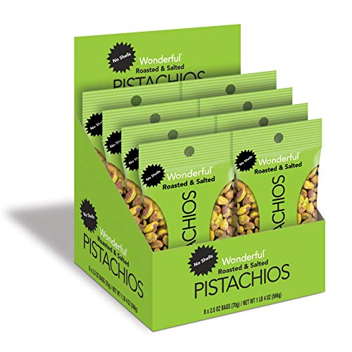 Product Cover Wonderful Pistachios, No Shells, Roasted and Salted, 2.5 Ounce Bag (Pack of 8)