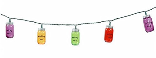 Product Cover 10 Colorful Mason Jar Party String Lights Indoor/Outdoor Decor-8 Ft