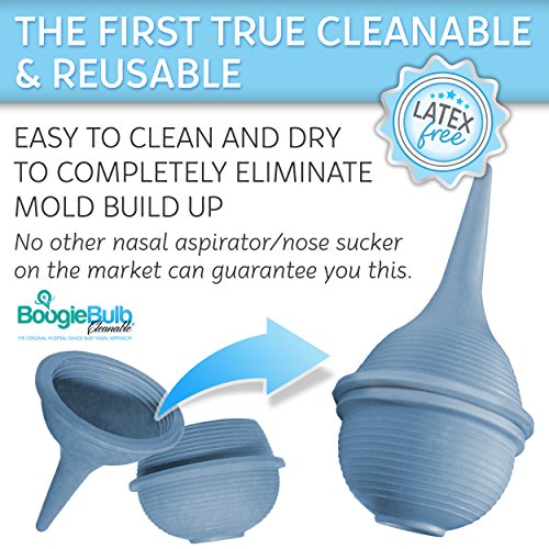 Product Cover BoogieBulb Baby Nasal Aspirator and Booger Sucker for Newborns Toddlers & Adult - BPA Free - Blue 2 Ounce Bulb Syringe - Safe Nose Cleaner - Cleanable & Reusable Ear Syringe Nose Sucker