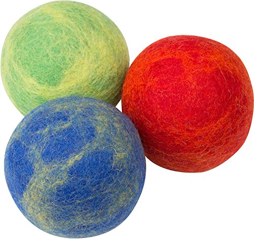 Product Cover Pet Pizazz 3-Pack 100% Wool Dog Balls (Indoor or Outdoor Toy, Boutique Quality, All-Natural)