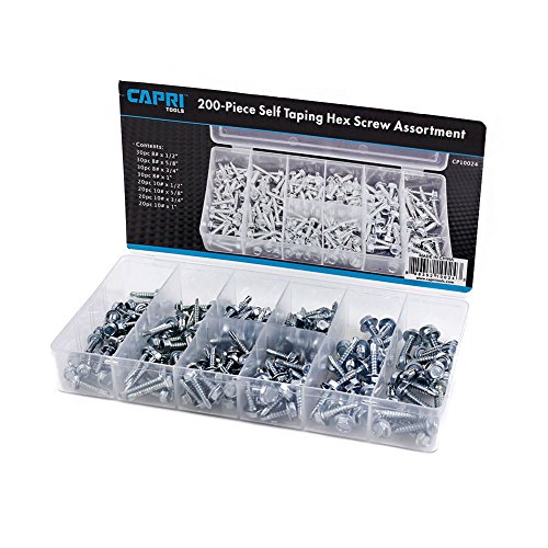 Product Cover Capri Tools 10024 Hex Self Tapping Screw Assortment, 200-Piece
