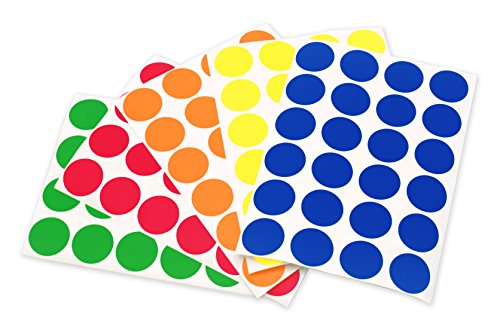 Product Cover ChromaLabel 3/4 Inch Color Code Dot Labels on Sheets, 5 Assorted Colors, 1200 Variety Pack, Standard