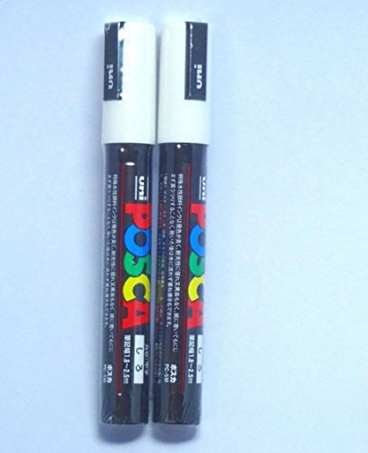 Product Cover Uni Posca Paint Marker PC-5M White, 2 pens per Pack (Japan Import) [Komainu-Dou Original Pakage]
