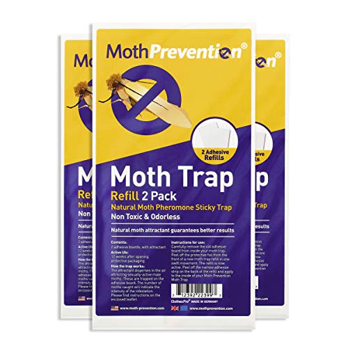 Product Cover Powerful Clothes Moth Traps Replacement Strips | 6-Pack | Odor-Free & Natural from MothPrevention | Best Catch-Rate Clothes Moth Traps on The Market! - Results Guaranteed