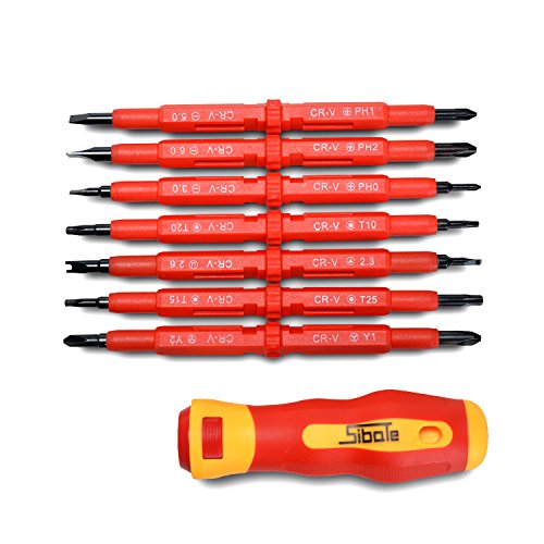 Product Cover AGPtEK Insulated Electrical Screwdriver Phillips and Flat Double Head Precision 7pcs Set Black Finish Blades With Magnetic Tips Home Outdoor Repair Tool Kit