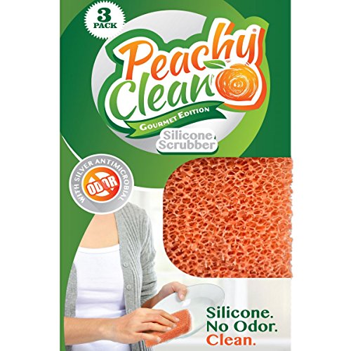 Product Cover Peachy Clean Silver Infused Gourmet Silicone Dish Scrubber (Qty 3) - Peach Fragrance
