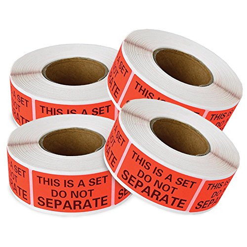 Product Cover enKo - This is A Set Do Not Separate Packaging Labels (1 x 2 Inch) Fluorescent Red FBA Label (4 Roll, 2000 Labels)