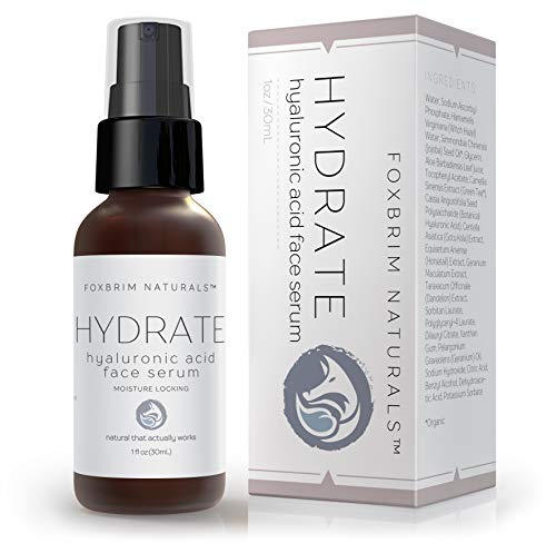 Product Cover Hyaluronic Acid Face Serum - Hydrating Anti Aging Facial Serum - For Face and Neck - With Vitamin C and E, Green Tea, Jojoba Oil - Natural and Organic - 1 Oz by Foxbrim Naturals