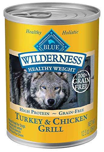 Product Cover Blue Buffalo Wilderness High Protein Grain Free, Natural Adult Healthy Weight Dog Wet Food, Turkey & Chicken Grill 12.5-Oz Can (Pack Of 12)