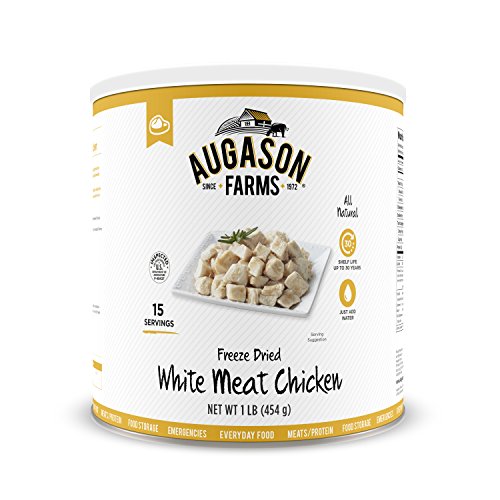 Product Cover Augason Farms Freeze-Dried White Meat Chicken 100% Real Precooked Chicken Long-Term Food Storage Large Can, 16 oz
