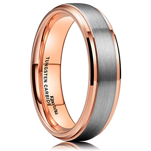 Product Cover King Will Duo Unisex 5mm 6mm 7mm 8mm 18k Rose Gold Plated Tungsten Carbide Ring Two Tone Wedding Band