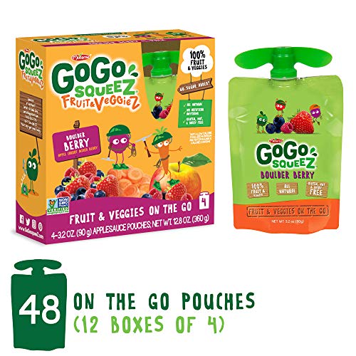 Product Cover GoGo squeeZ Fruit & VeggieZ on the Go, Apple Carrot Mixed Berry, 3.2 Ounce (48 Pouches), Gluten Free, Vegan Friendly, Healthy Snacks, Unsweetened, Recloseable, BPA Free Pouches