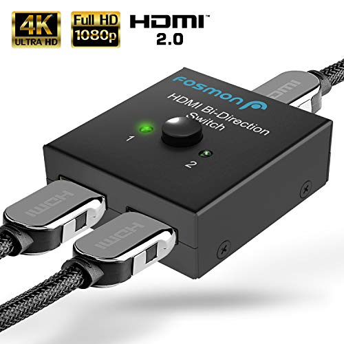 Product Cover Fosmon 2-Port HDMI 2.0 Switch 4K 60Hz,  2x1 / 1x2 Bi-Directional HDMI Switcher UHD 4Kx2K 3D HD 1080p HDCP, 2 Input 1 Output Splitter Hub Compatible with HDTV, PS4, Xbox One, Apple TV, Roku, Fire Stick