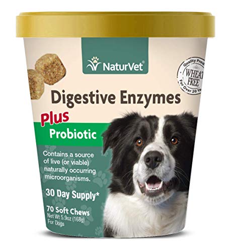 Product Cover NaturVet - Digestive Enzymes for Dogs - Plus Prebiotics & Probiotics - Helps Support Diet Change & A Healthy Digestive Tract - for Dogs & Cats - 70 Soft Chews