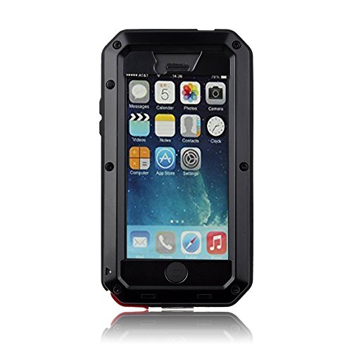 Product Cover New Waterproof Shockproof Aluminum Gorilla Glass Metal Military Heavy Duty Armor Bumper Cover Case for Apple iPhone 5 5S Home Key +Fingerprint - Black