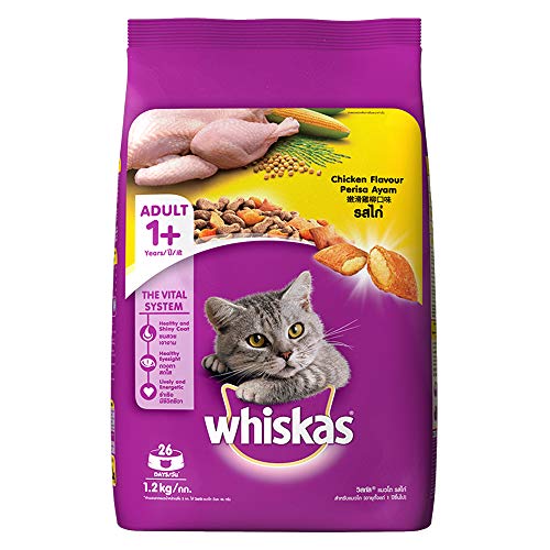 Product Cover Whiskas Adult (+1 Year) Dry Cat Food, Chicken Flavour, 1.2kg Pack