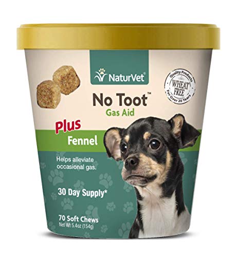 Product Cover NaturVet - No Toot Gas Aid For Dogs Plus Fennel - 70 Soft Chews - Alleviates Intestinal Gas - Helps Reduce Stool & Urine Odors - 30 Day Supply