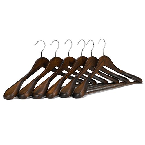 Product Cover JS HANGER Solid Wooden Extra-Wide Shoulder Suit/Coat Hangers, Retro Finish, 6-Pack