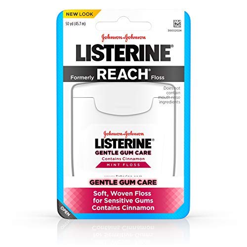 Product Cover Listerine Gentle Gum Care Interdental Floss for Sensitive Gums, Oral Care, Mint, 50 Yards, Pack of 6