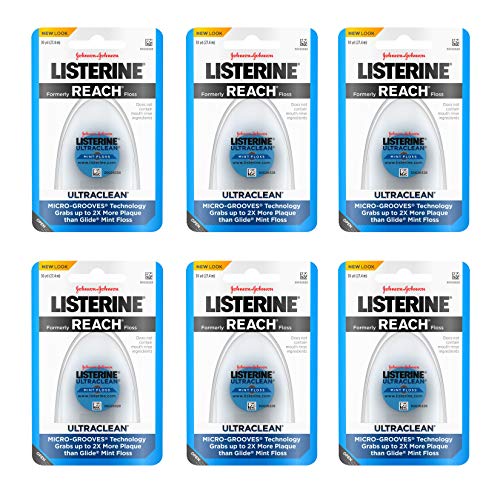 Product Cover Listerine Ultraclean Dental Floss, Oral Care, Mint-Flavored, 30 Yards (Pack of 6)