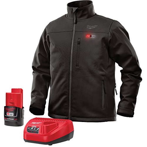 Product Cover Milwaukee Jacket KIT M12 12V Lithium-Ion Heated Front and Back Heat Zones All Sizes and Colors - Battery and Charger Included (Extra Large, Black)