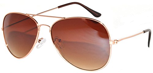 Product Cover Aviator Sunglasses Gold Metal Frame with Brown Lens Stylish Fashion