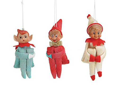 Product Cover Fabric Vintage Reproduction Elf Ornaments SET OF 3 Styles Blue Red White Country Christmas Holiday D