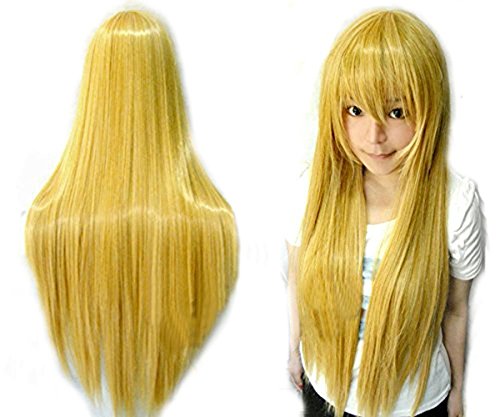 Product Cover Anogol Vocaloid 80cm Long Straight Wigs Lolita Gold Cosplay Wig Costume Wig