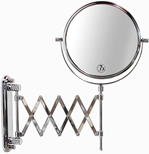 Product Cover DecoBros 8-Inch Two-Sided Extension Wall Mount Mirror with 7x Magnification, 13.5-Inch Extension, Chrome