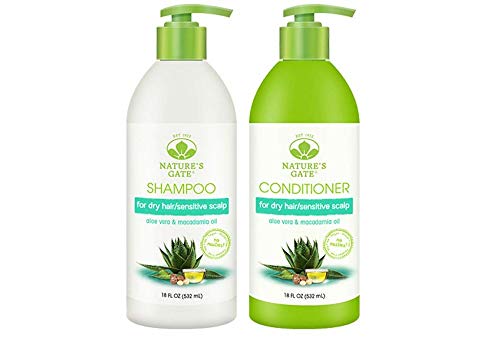 Product Cover Nature's Gate Nature's gate aloe vera moisturizing for normal to dry hair, duo set shampoo & conditioner, 18 oz each bottle