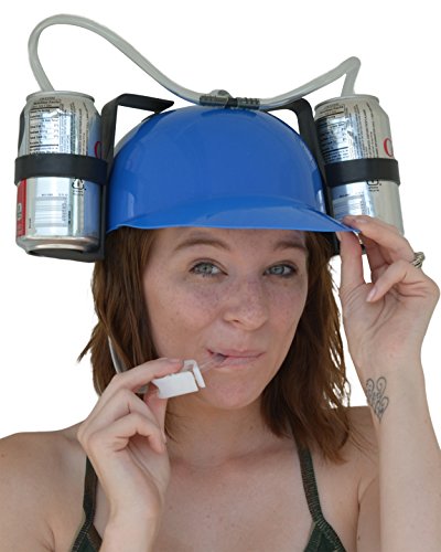 Product Cover Fairly Odd Novelties Beer Soda Guzzler Helmet Drinking Party Hat, Blue