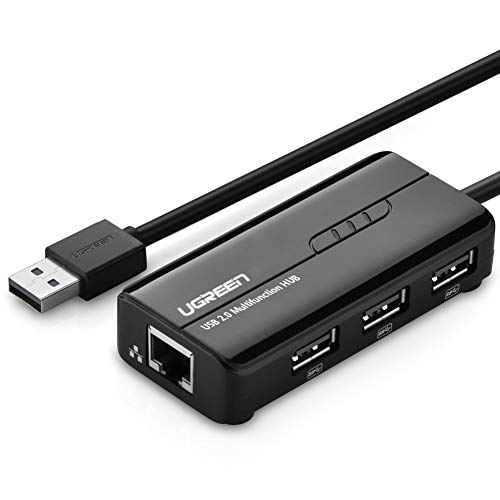 Product Cover UGREEN RJ45 Ethernet Adapter with USB 2.0 Hub USB Network Adapter 10/100Mbps for Nintendo Switch, Wii, Windows Surface Pro, MacBook Air/Retina, Chromebook, and More PC
