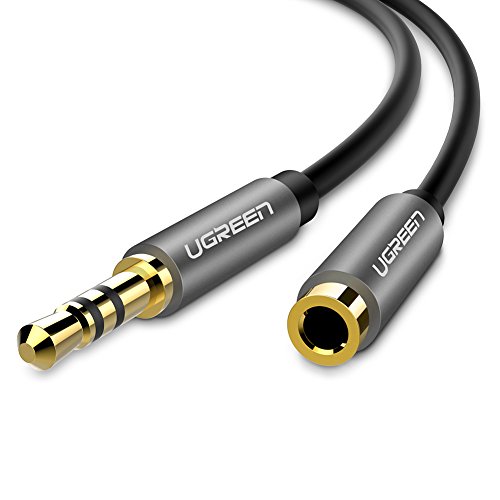 Product Cover UGREEN 3.5mm Male to Female Extension Stereo Audio Extension Cable Adapter Gold Plated Compatible for iPhone, iPad, Smartphones, Tablets, Media Players Black PVC (15FT)
