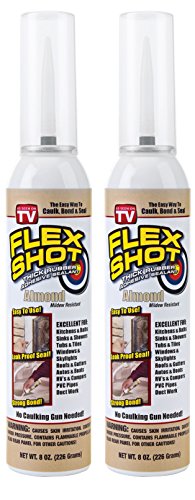 Product Cover Flex Shot Rubber Adhesive Sealant Caulk, 8-oz, Almond (2 Pack)(Mildew Resistant)