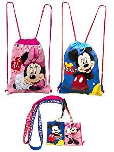 Product Cover Disney Mickey and Minnie Mouse Drawstring Backpack Plus Lanyards with Detachable Coin Purse