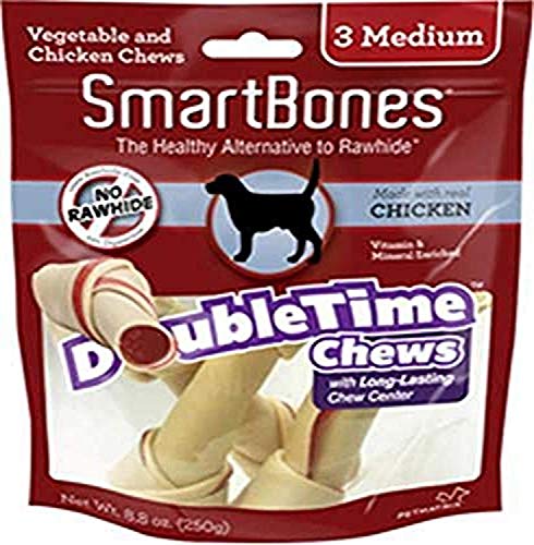 Product Cover SmartBones SBDT-02021 DoubleTime Chews 3 Count, Medium, Rawhide-Free Chews For Dogs With Long-Lasting Chew Center