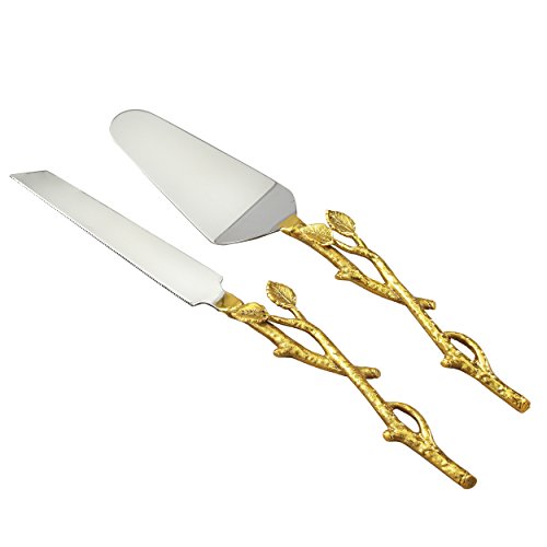 Product Cover Elegance Golden Vine Cake/Knife Set, 13-Inch, Silver/Gold