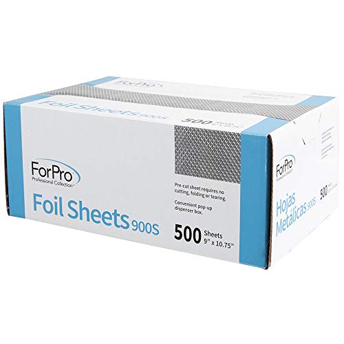 Product Cover ForPro Embossed Foil Sheets 900S, Aluminum Foil, Pop-Up Dispenser, for Hair Color Application and Highlighting, Food Safe, 9