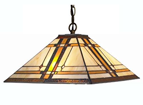 Product Cover Amora Lighting AM1053HL14 Tiffany Style Mission Hanging Lamp, Multi
